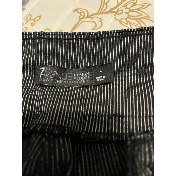 7TH AVENUE DESIGN STUDIO SKINNY LEG PULL-ON PANTS, WOMENS-L-GREY/WHITE PINSTRIPE - Picture 9 of 12